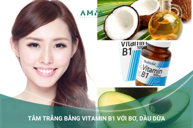 tắm trắng vitamin b1, bơ với dầu dừa