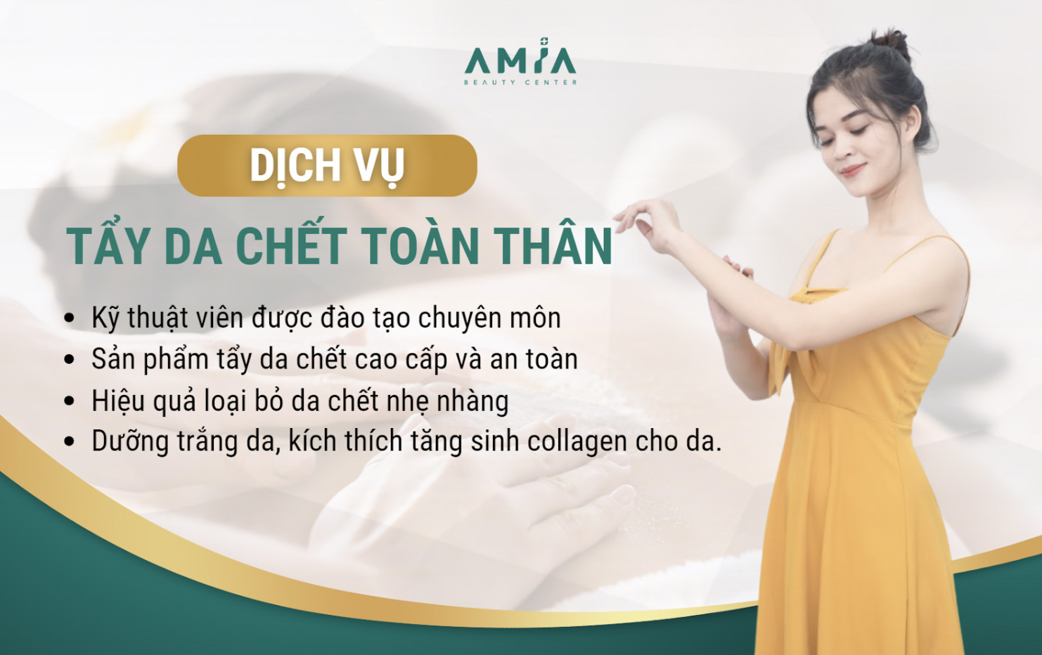 Ưu điểm khi trải nghiệm dịch vụ tẩy tế bào da chết toàn thân tại Amia Beauty Center