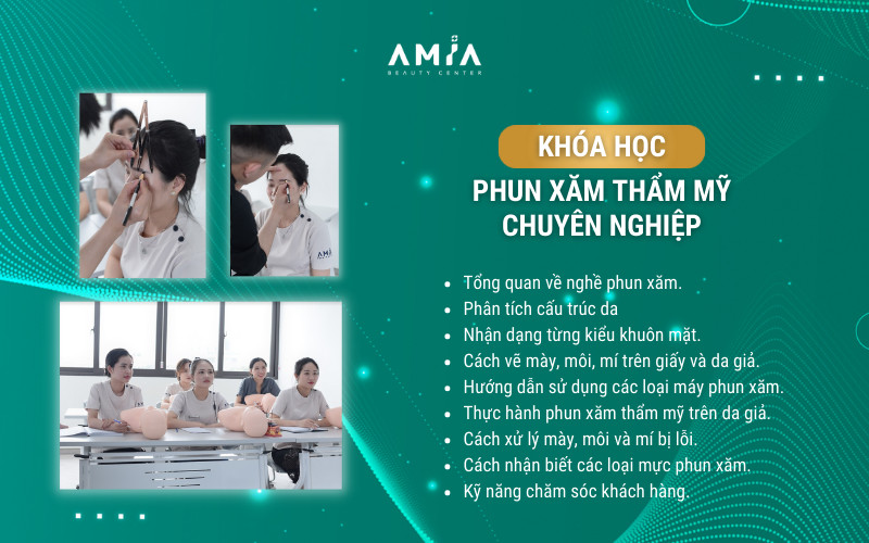 Nội dung khóa học phun xăm thẩm mỹ tại Amia Beauty Center