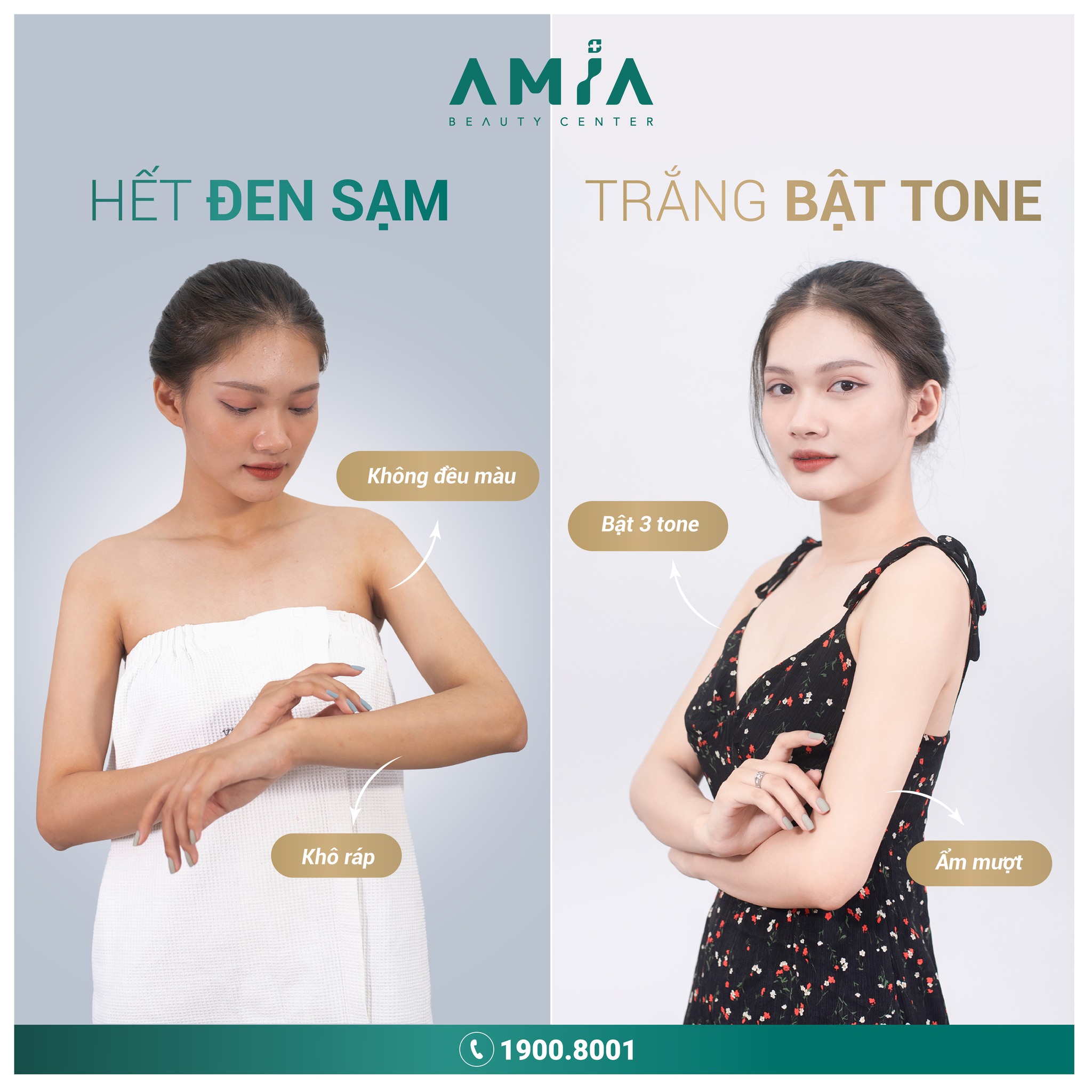 Hiệu quả làm trắng sáng da sau một liệu trình tại Amia Beauty Center