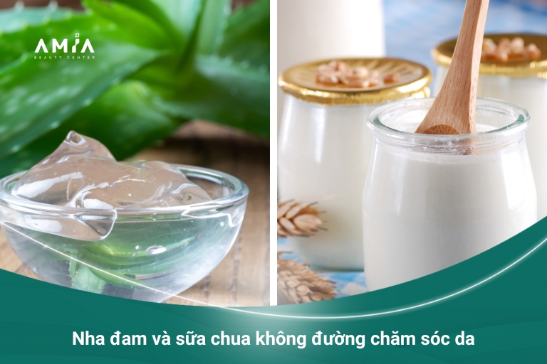 Nha đam và sữa chua không đường hỗ trợ chăm sóc da 