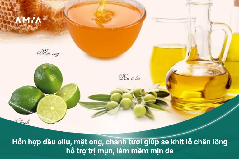 Hỗn hợp dưỡng da từ dầu oliu, mật ong, chanh tươi