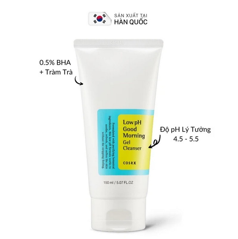 Sữa rửa mặt nhẹ dịu cho da mụn nhạy cảm Cosrx Low pH Morning Gel Cleanser