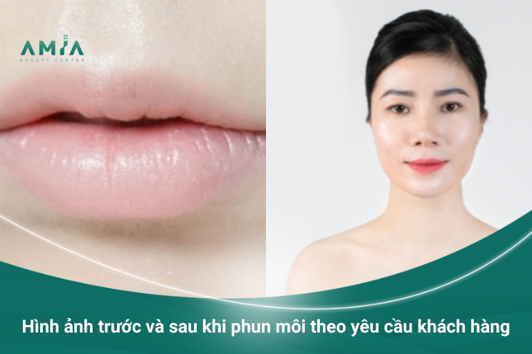 Màu môi tự nhiên nhẹ nhàng sau khi trải nghiệm dịch vụ phun môi